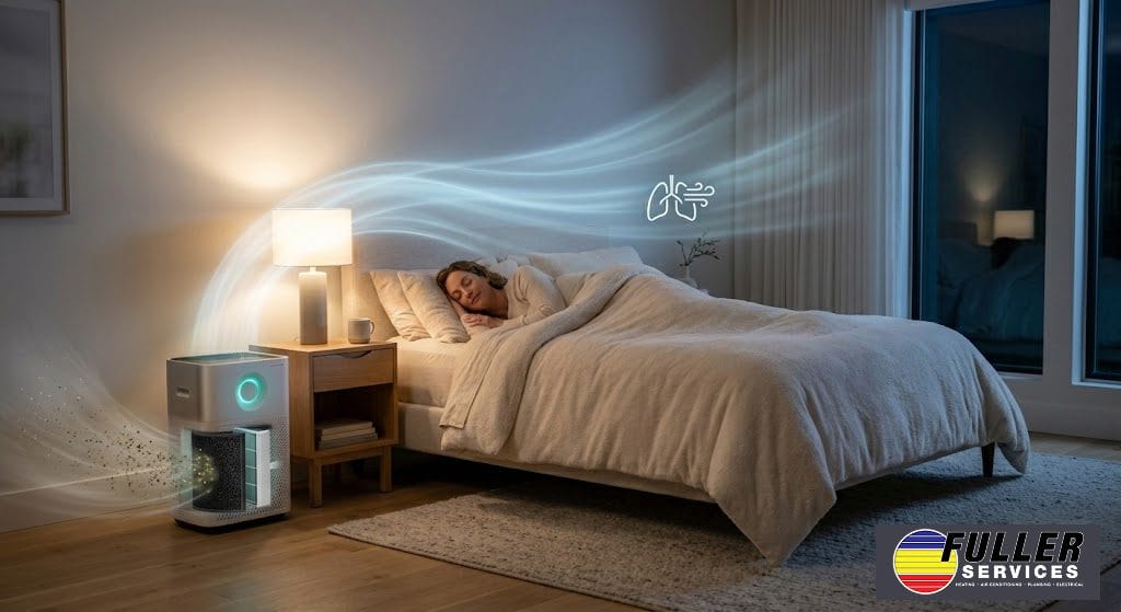 Whole-home air purification improving bedroom air quality overnight
